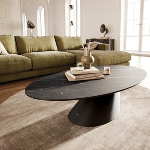 Couchtisch Edge Oval 140x80 cm Keramik Laminam® Noir Desir Braun Conis Metall Schwarz, Couchtische