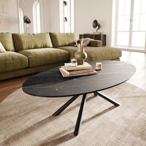 Couchtisch Edge Oval 140x80 cm Keramik Laminam® Noir Desir Braun Sarity Metall Schwarz, Couchtische