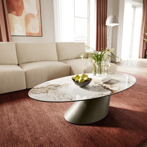 Couchtisch Edge Oval 140x80 cm Keramik Minas Melange Conis Metall Effektfinish Titan, Couchtische
