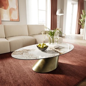 Couchtisch Edge Oval 140x80 cm Keramik Minas Melange Conis Metallic Gold, Couchtische