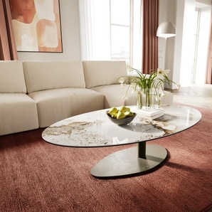 Couchtisch Edge Oval 140x80 cm Keramik Minas Melange Vibany Metall Effektfinish Titan, Couchtische