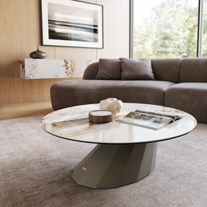 Couchtisch Edge Rund 100x100 cm Keramik Minas Melange Parabi Metall Effektfinish Titan, Couchtische