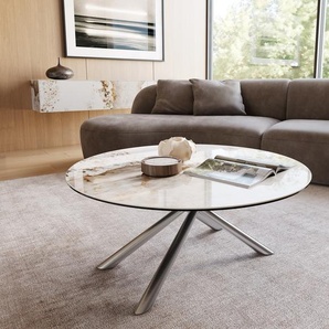 Couchtisch Edge Rund 100x100 cm Keramik Minas Melange Sarity Edelstahl gebürstet, Couchtische