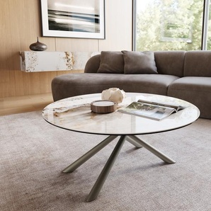 Couchtisch Edge Rund 100x100 cm Keramik Minas Melange Sarity Metall Effektfinish Titan, Couchtische