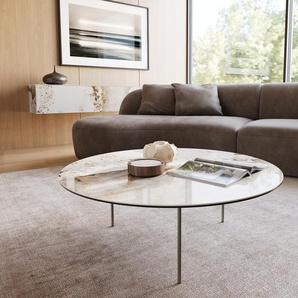 Couchtisch Edge Rund 100x100 cm Keramik Minas Melange Trive Metall Effektfinish Titan, Couchtische