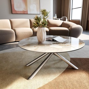 Couchtisch Edge Rund 90x90 cm Keramik Minas Melange Sarity Edelstahl gebürstet, Couchtische