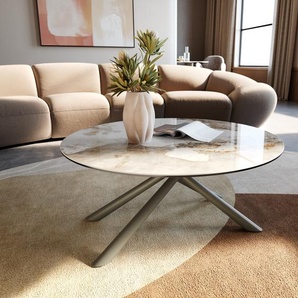 Couchtisch Edge Rund 90x90 cm Keramik Minas Melange Sarity Metall Effektfinish Titan, Couchtische