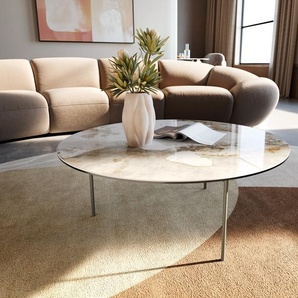 Couchtisch Edge Rund 90x90 cm Keramik Minas Melange Trive Metall Effektfinish Titan, Couchtische