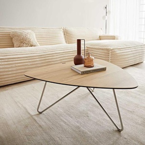 Couchtisch Ekrem 88x85 cm Keramik Laminam® Sabbia Eichefarbig Hairpin rund Edelstahl, Couchtische