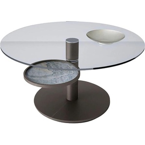 Couchtisch EVE COLLECTION Tische braun (bronze) Couchtisch Glas-Couchtisch Runde Couchtische rund oval rollbar, mit Ablageplatte