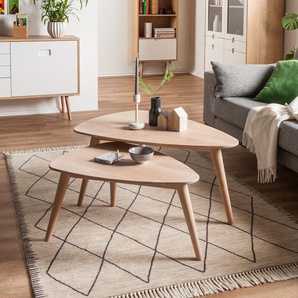 Massiver Couchtisch 2er-Set Beige