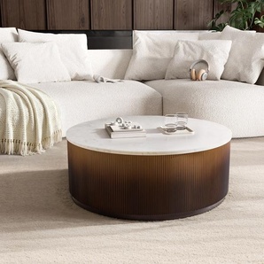 Couchtisch Fiorano 90x90 cm Marmor Weiß Metall Gold Fusion Finish, Couchtische