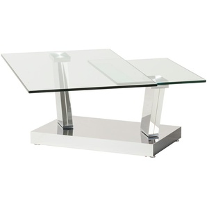 Couchtisch Glas Metall drehbar  Budelli ¦ silber ¦ Maße (cm): B: 60 H: 42,5