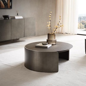 Couchtisch Haru 90x35 cm Keramik Laminam® Noir Desir Braun Metallic Silber, Couchtische