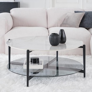 Couchtisch HAYESTOWN Ø 94cm Grau/Weiß/Marmor Weiß Dekor