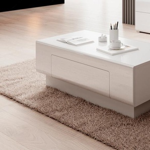 Couchtisch HELVETIA Toledo Tische Gr. B/H/T: 110 cm x 38,5 cm x 60 cm, weiß (weiß matt, hg, weiß) Couchtisch Eckige Couchtische eckig Tisch Front in Hochglanz