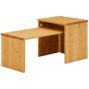 Couchtisch HOME AFFAIRE Leinz Tische Gr. B/H/T: 40 cm x 50 cm x 50 cm, 2,4 cm starke Tischplatte, beige (natur) Eckige Couchtische Holz-Couchtische Tisch