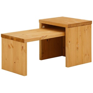 Couchtisch HOME AFFAIRE Leinz Tische Gr. B/H/T: 40 cm x 50 cm x 50 cm, 4 cm starke Tischplatte, beige (natur) Eckige Couchtische Holz-Couchtische Tisch