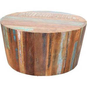 Couchtisch HOME AFFAIRE Tische Gr. B/H/T: 75 cm x 38 cm x 75 cm, braun Couchtisch Runde Couchtische rund oval Tisch in Riemchenoptik