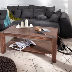 Couchtisch Indra Akazie Braun 120x70 Ablage Massivholz, Couchtische
