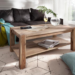 Couchtisch Indra Sheesham Natur 120x70 Ablage Massivholz, Couchtische