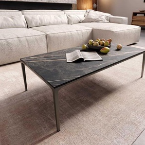 Couchtisch Levente 110x60 cm Keramik Laminam®Noir Desir Braun Gestell Metall Effektfinish Titan, Couchtische