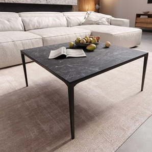 Couchtisch Levente 85x85 cm Keramik Laminam®Nero Greco Anthrazit Gestell Metall Schwarz, Couchtische
