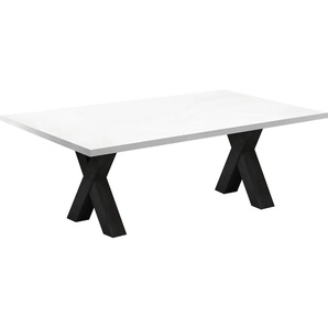 Couchtisch MÄUSBACHER Tische Gr. B/H/T: 140 cm x 47 cm x 70 cm, 140 cm Tischplatte, weiß (weiß matt, schwarzstahl) Couchtisch Eckige Couchtische Holz-Couchtische