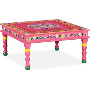 Couchtisch Mangoholz Massiv Rosa Handbemalt