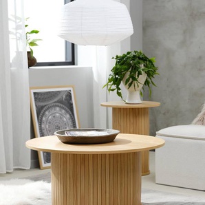 Couchtisch Maqueda rund Ø 90cm Beige/Eiche