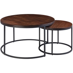 Couchtisch Marias I 2er-Set Ø 80cm Schwarz/Braun/Walnuss