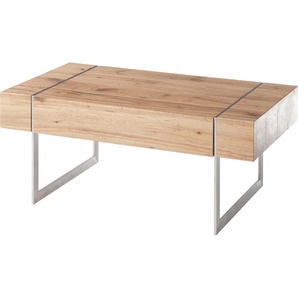 Couchtisch MCA FURNITURE Paphos Tische Gr. B/H/T: 110 cm x 45 cm x 110 cm, braun (eiche furniert, edelstahl, asteiche) Couchtisch Eckige Couchtische eckig Asteiche furniert mit 1 Schublade