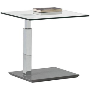 Couchtisch, Metall, Glas, rechteckig, Flachrohr, Säule, 47x47-63 cm, höhenverstellbar, Wohnzimmer, Wohnzimmertische, Couchtische, Glas-Couchtische