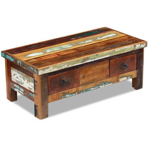 Couchtisch mit Schubladen Altholz Massiv 90x45x35 cm