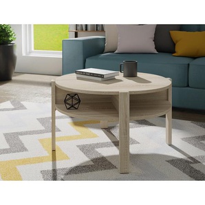 Couchtisch Nab Ø 74cm Braun/Beige/Eiche Sonoma Dekor