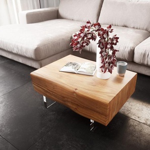 Couchtisch New Live-Edge 80x60 cm Akazie Natur 2 Schubladen Acrylfuß, Couchtische, Baumkantenmöbel, Massivholzmöbel, Massivholz