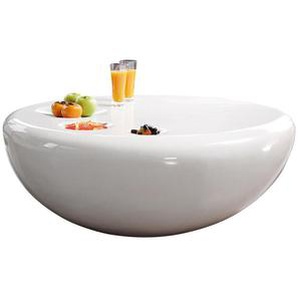 Couchtisch Ø 100 cm, rund, weiß Fiberglas, hochglanz lackiert, mit 3 runden Ablageflächen - Wohnzimmertisch, Sofatisch