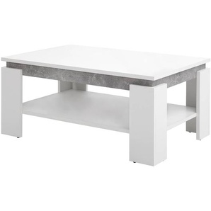 Couchtisch Paola 90 x 41 x 60cm Weiß/Weiß/Beton Dekor