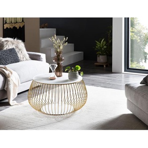 Couchtisch Pino Ø 72cm Gold/Weiß/Weiß/Gold