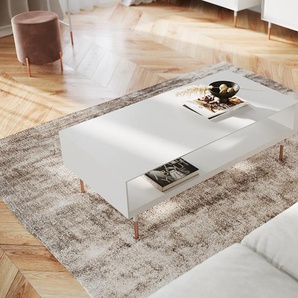 Couchtisch Rose 120 x 60 x 35 cm Kiefernholz Weiß Rose mit zusätzlichem Fach