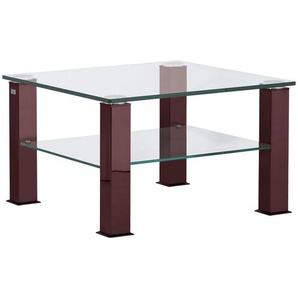 Couchtisch, Rot, Schwarz, Metall, Glas, quadratisch, eckig, 75x42.5 cm, Wohnzimmer, Wohnzimmertische, Couchtische, Glas-Couchtische