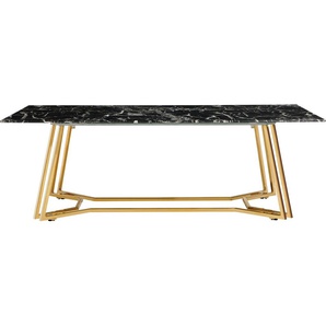 Couchtisch SALESFEVER Tische Gr. B/H/T: 110 cm x 40 cm x 60 cm, Couchtisch 110 x 60 cm, goldfarben (schwarz, gold, schwarz) Couchtische eckig Tischplatte im Marmor-Design