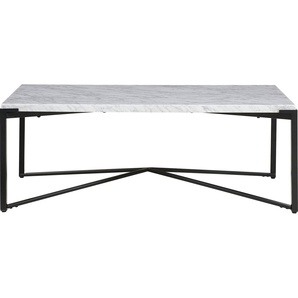 Leonique Couchtisch Saxon Couchtisch, Couchtisch, rechteckig, helle Marmorplatte, schwarze Beine, 122x71x43