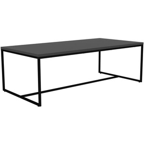 Couchtisch Lipp, Schwarz, Holzwerkstoff, rechteckig, eckig, Flachrohr, 60x40x120 cm, einfacher Aufbau, Wohnzimmer, Wohnzimmertische, Couchtische