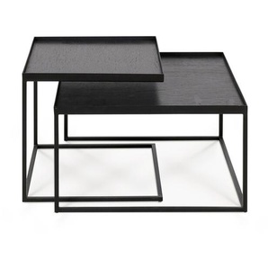Couchtisch Set Ethnicraft Ethnicraft Gestell Metall, Platte Holz schwarz lackiert silber, Designer Dawn Sweitzer, 38/31x39/52x39/52 cm