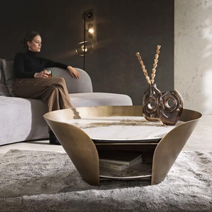 Couchtisch Skafi 100x40 cm Keramik Minas Melange Metallic Gold, Couchtische