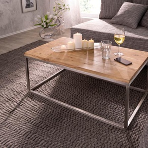 Couchtisch Tatius 100x57 Akazie Natur Gestell Edelstahl, Couchtische