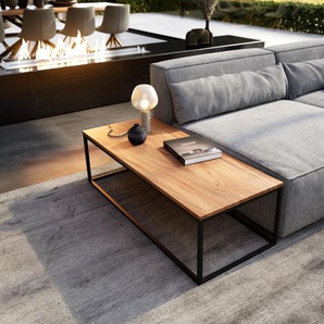 Couchtisch Tatius 120x50 Akazie Natur Gestell schwarz passend zu Sofa Sirpio, Beistelltische