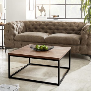 Couchtisch Tatius 80x80 cm Akazie Braun Industrial Style, Couchtische
