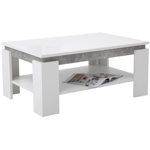 Couchtisch Tim II, weiß, Beton Nachbildung